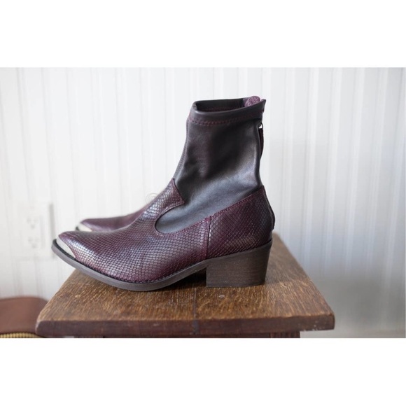 Free People Grand Teton Merlot Western Metal Toe Ankle Boots Size 36 - Picture 4 of 6